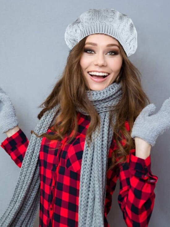 Women\'s Crochet Knitted Style Beanie Slouchy Hat Silver main image 5